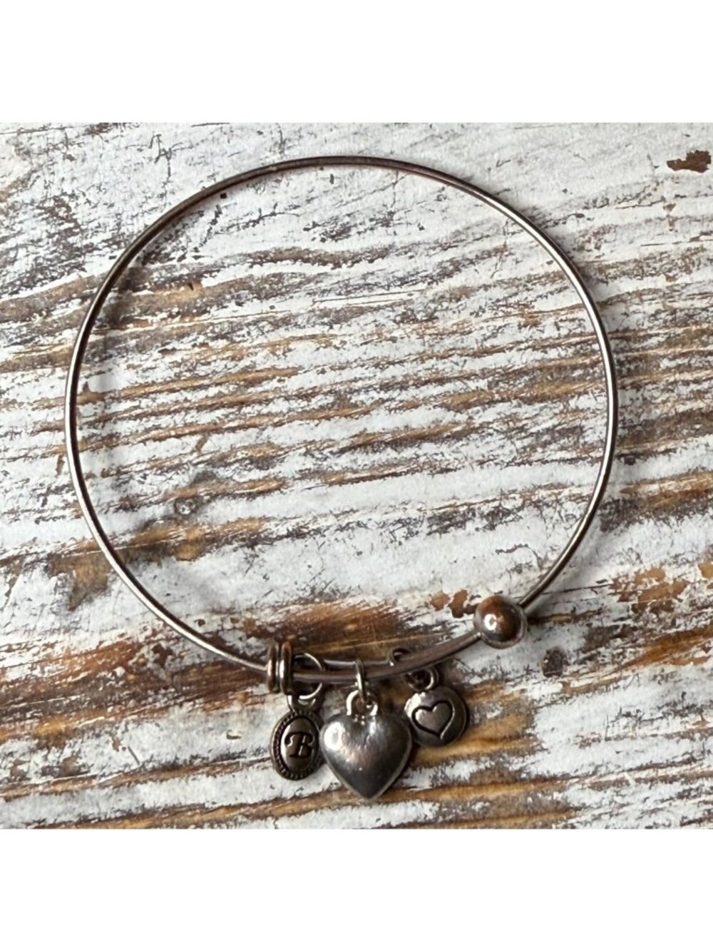 Brighton Heart Charm Silver-Tone Bangle Bracelet With Adjustable Slider